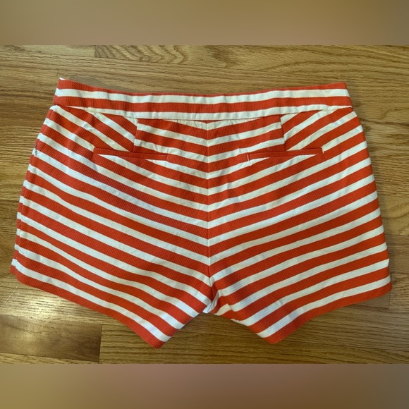 J Crew Women Short Size 12 Orange Striped Textured Chino Flat Front Inseam 3 - Picture 2 of 11